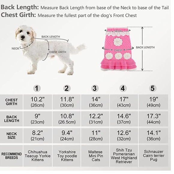 NWT Dog Cat pet outfit Sweater Dress Cable Knitwear Size 2 - Picture 5 of 8